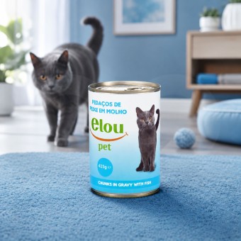 ELOU PET� Gato Peda�os de Peixe em Molho 415g