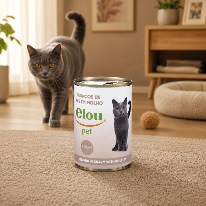 ELOU PET® Kat Stukjes Gevogelte in Saus 415 g