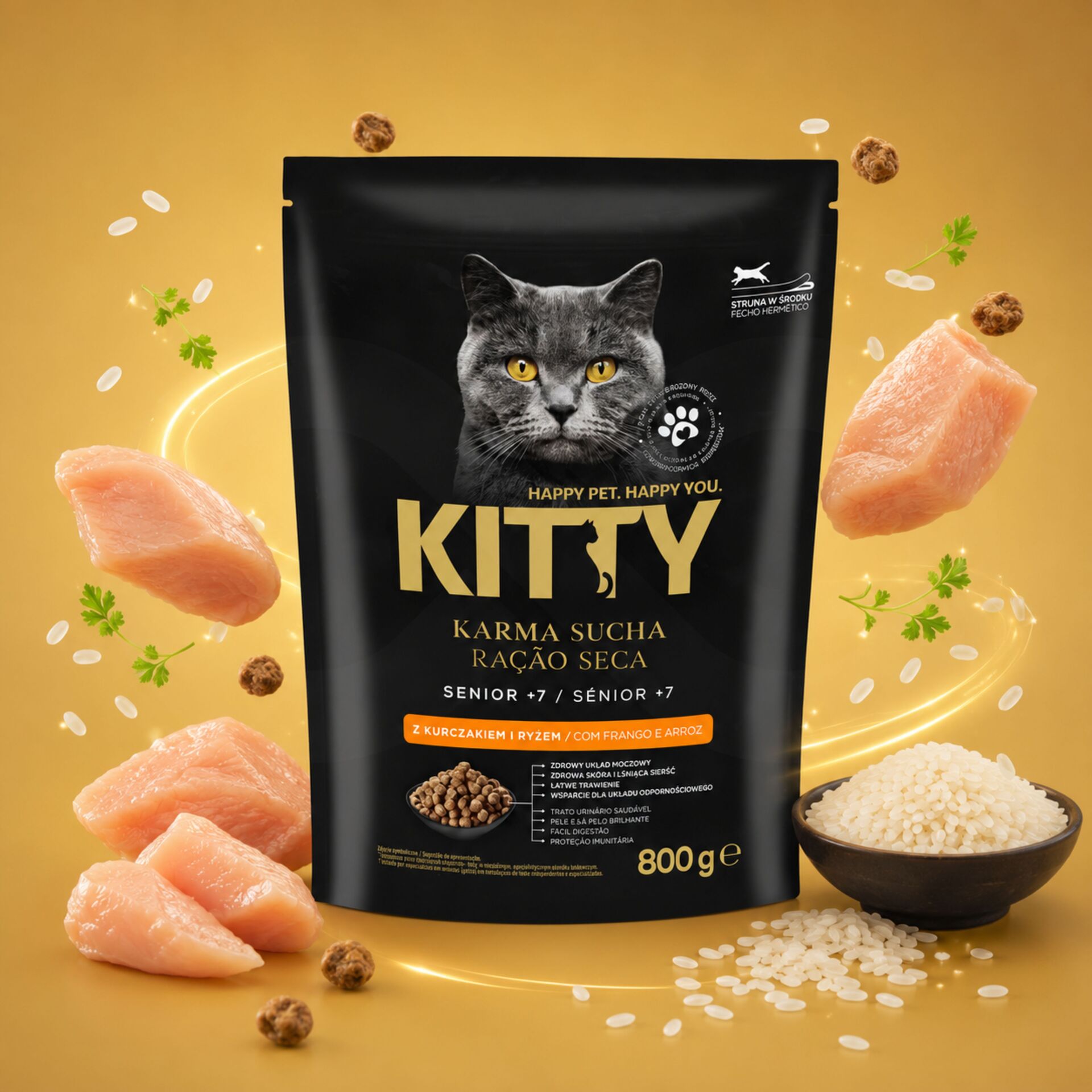 KITTY® Premium Senior +7 Dry Cat Food Chicken 800 g