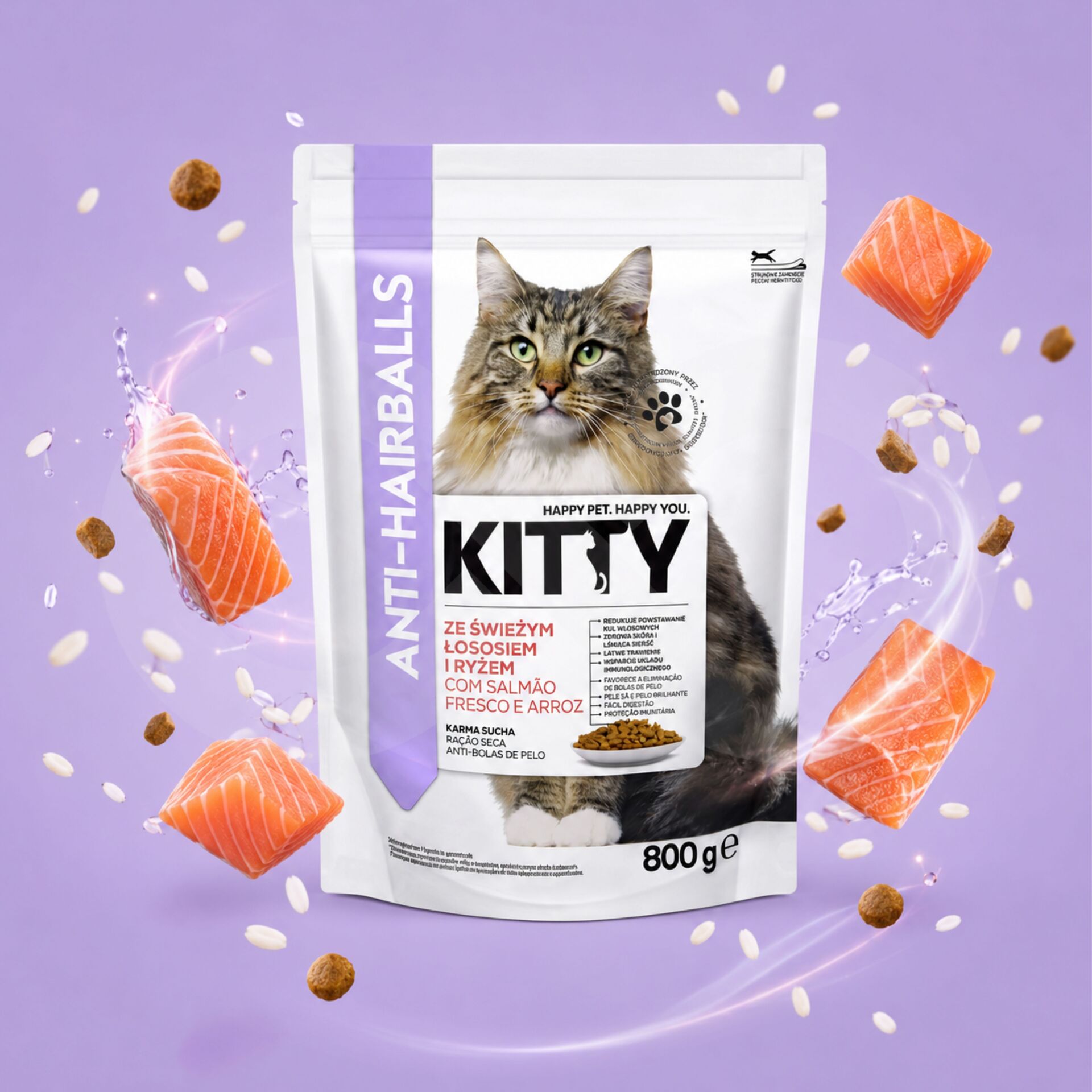 KITTY® Alimento Secco Controllo dei Boli di Pelo al Salmone