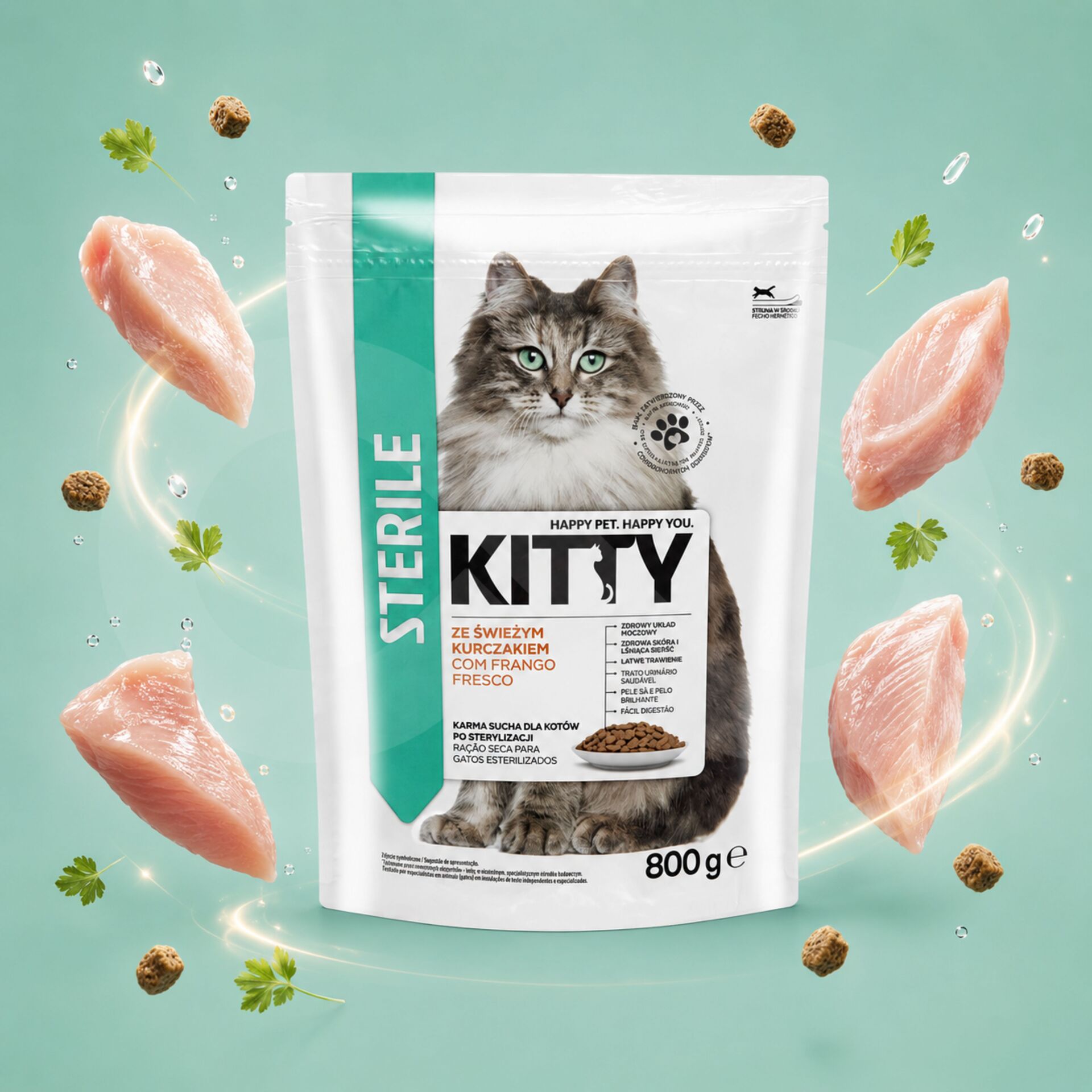 KITTY® Dry Cat Food for Sterilised Cats with Chicken 800 g