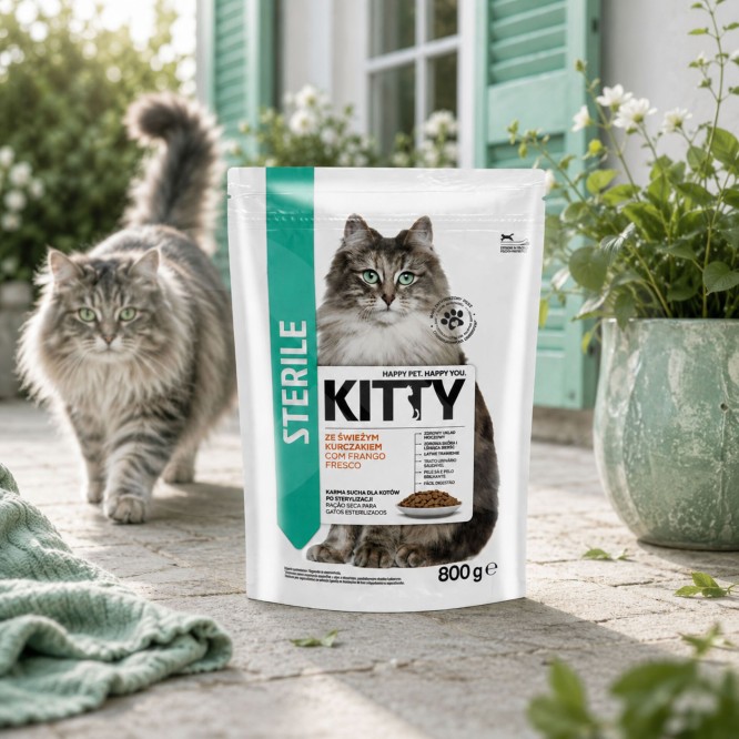 KITTY® Dry Cat Food for Sterilised Cats with Chicken 800 g
