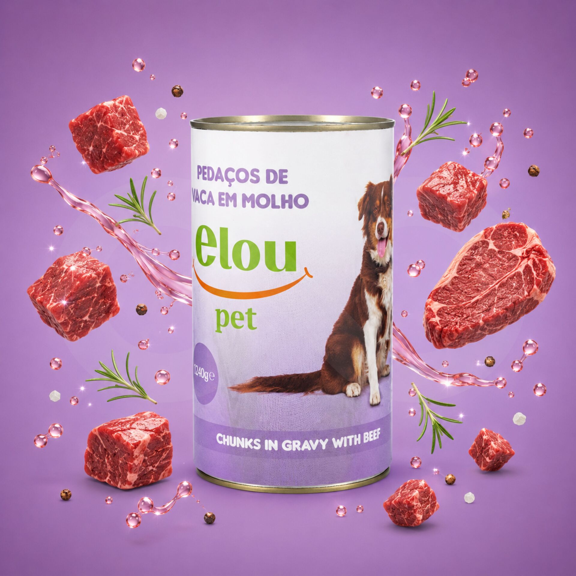 ELOU PETŪ Dog Beef Chunks in Gravy 1240 g