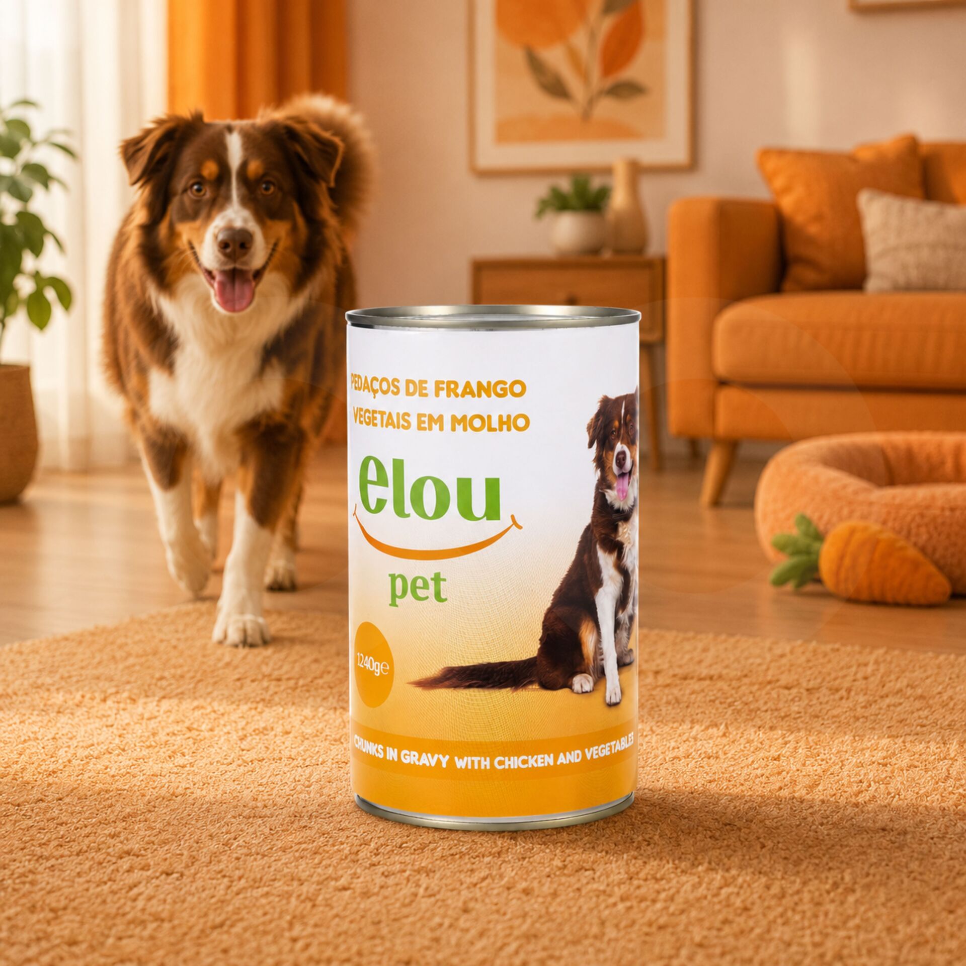 ELOU PET® Cão Pedaços de Frango e Vegetais em Molho 1240g