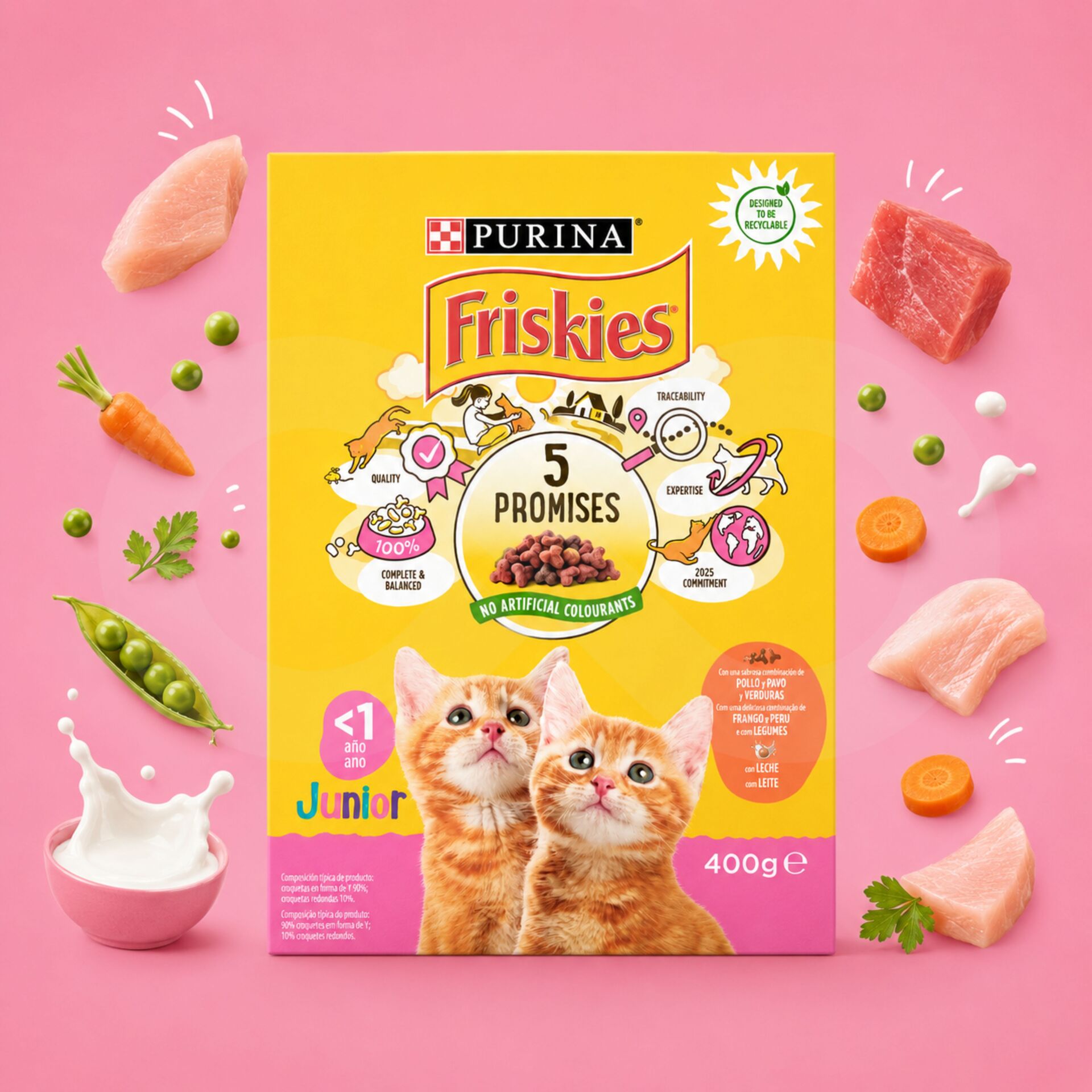 PURINA FRISKIES® Junior-Katze Huhn und Truthahn 400 g