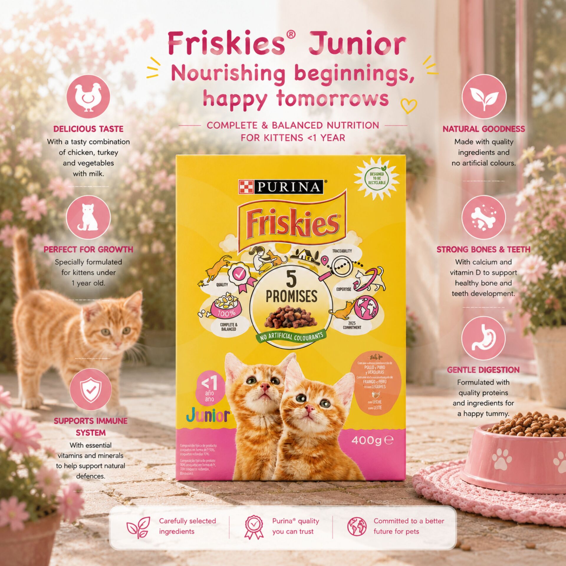 PURINA FRISKIES® Junior-Katze Huhn und Truthahn 400 g