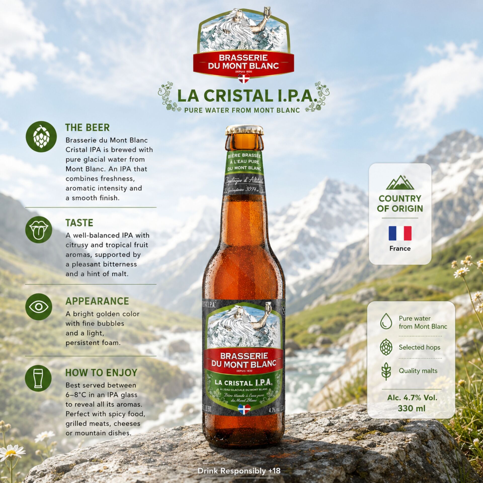 BRASSERIE DU MONT BLANC® Cristal IPA 330ml