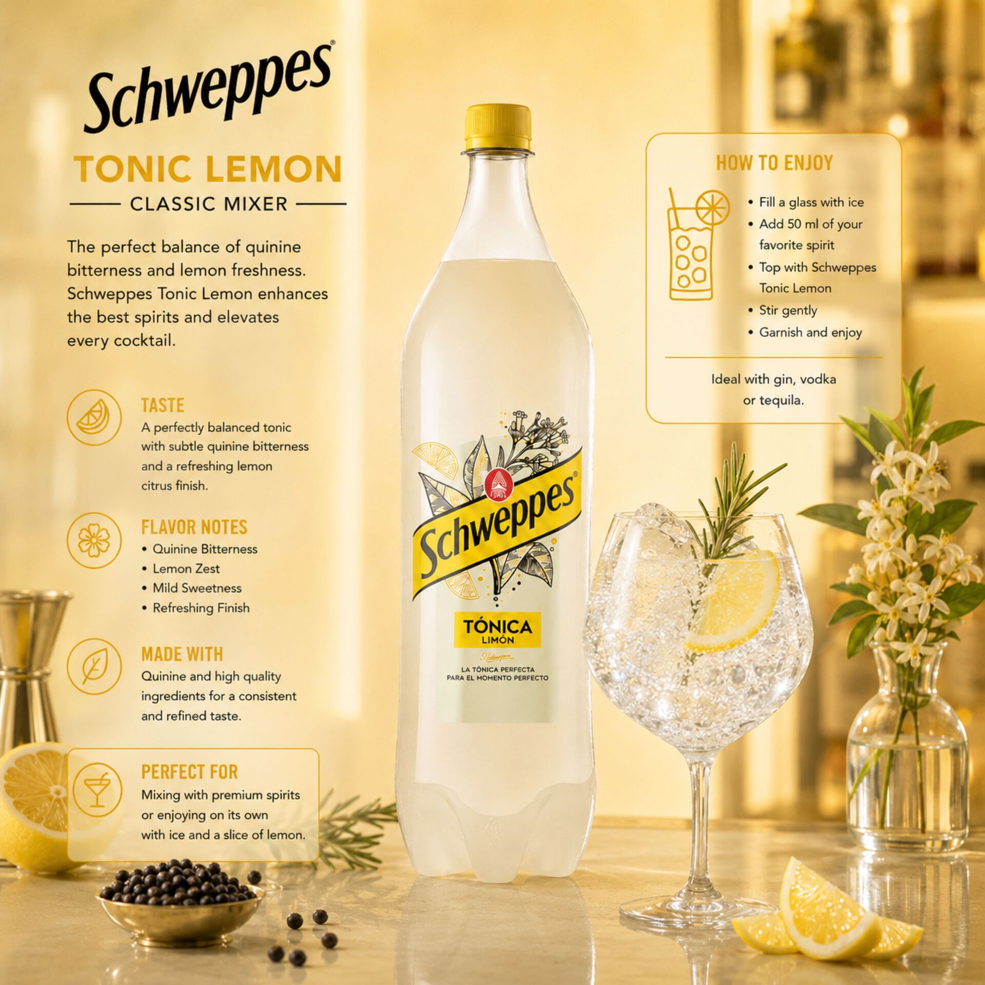 SCHWEPPES® Lemon Tonic Water 1L