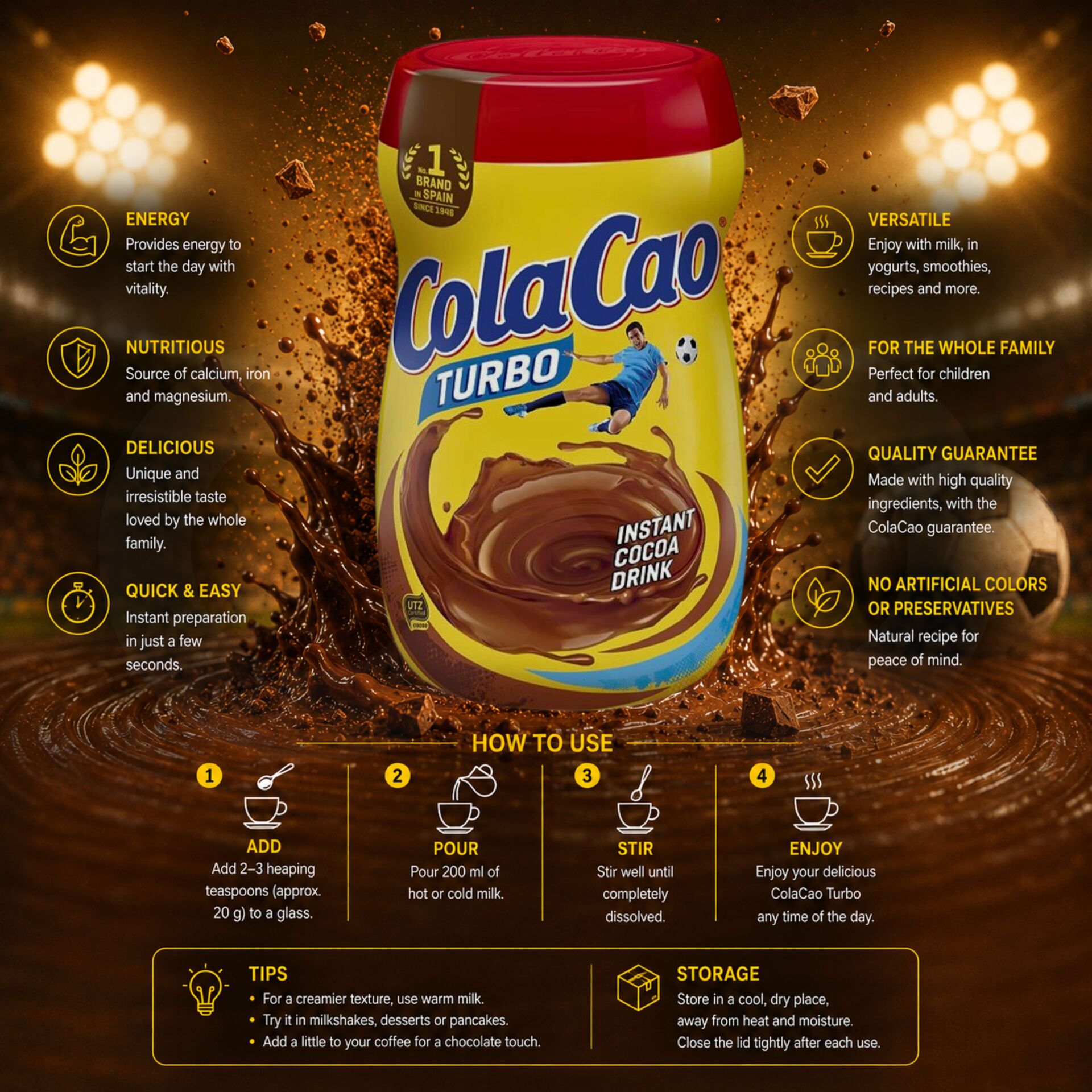 COLACAO® Turbo Instant Chocolate Drink Powder 750 g