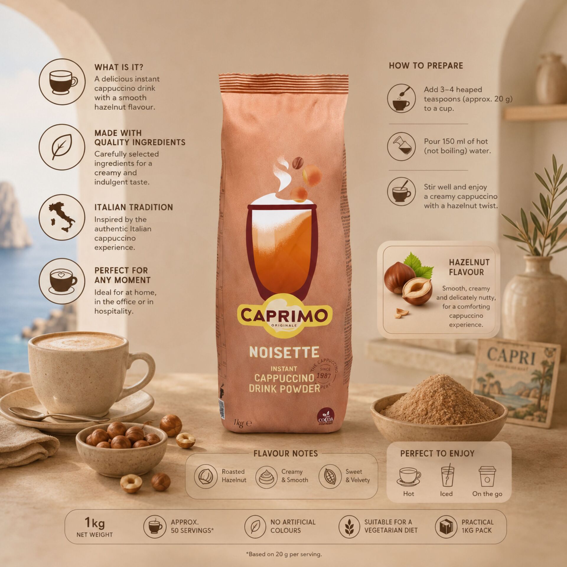 CAPRIMO® Gemalen Koffie Noisette Cappuccino 1kg