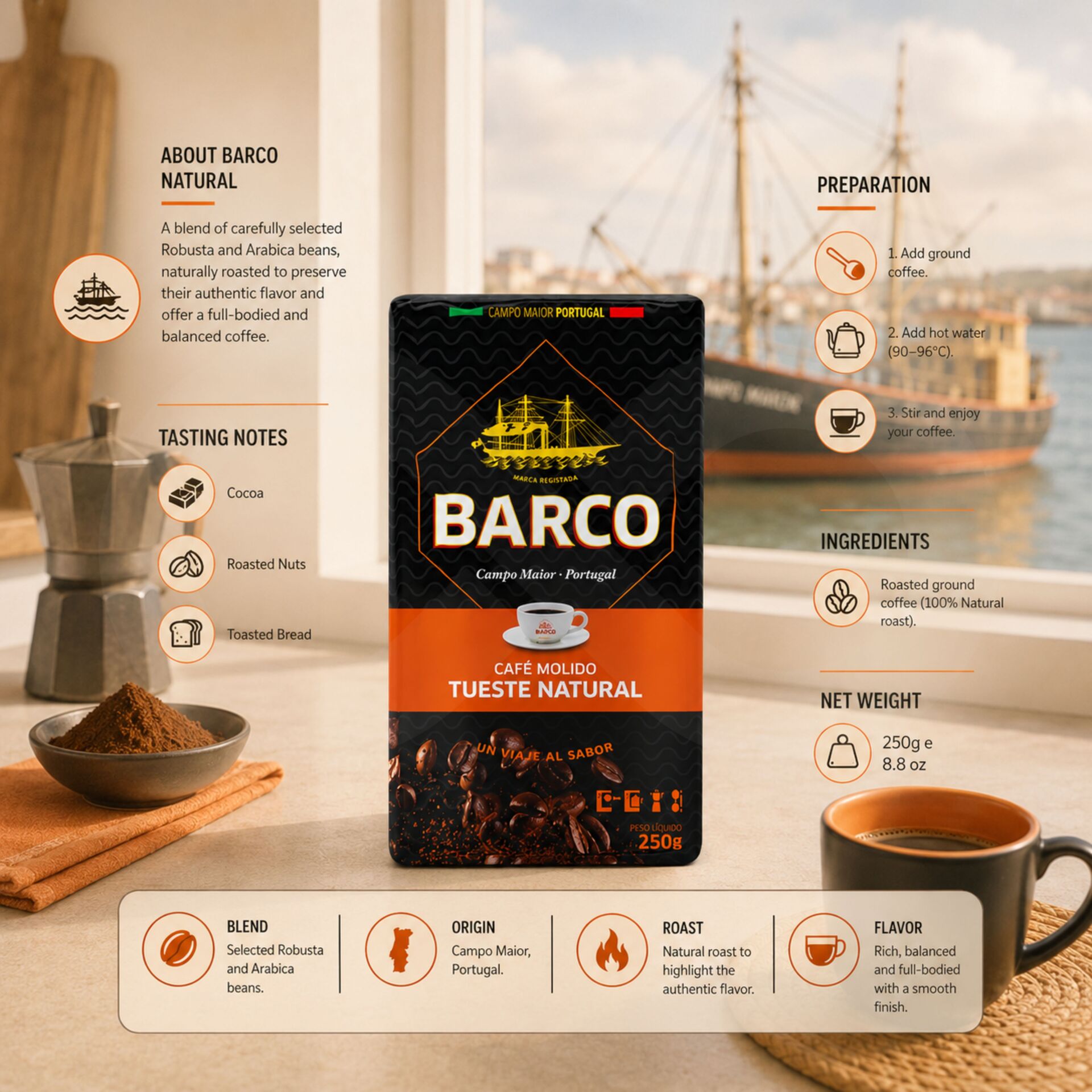 BARCO® Gemalen Koffie Natural 250g