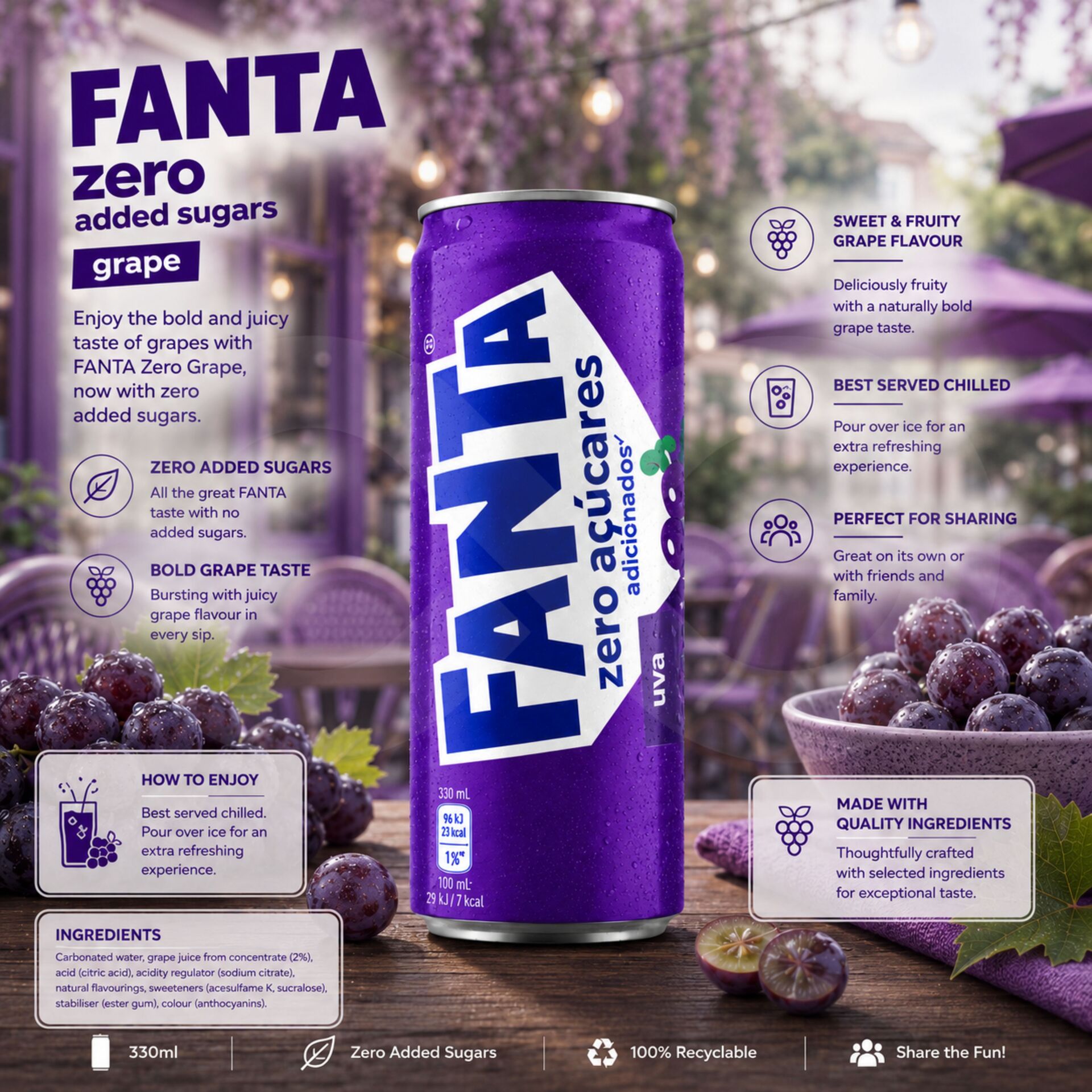 FANTAŽ Zero Grape 330 ml