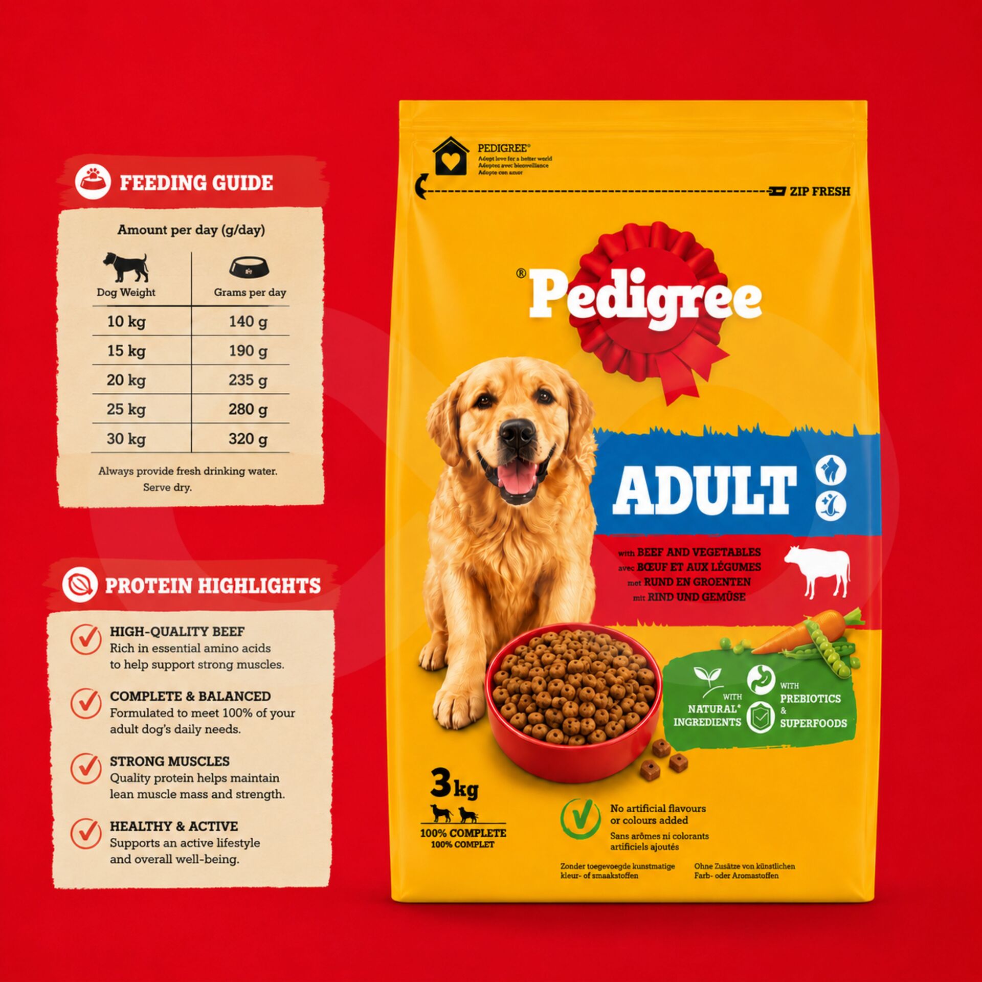 PEDIGREE® Adulto Vaca e Legumes 3kg