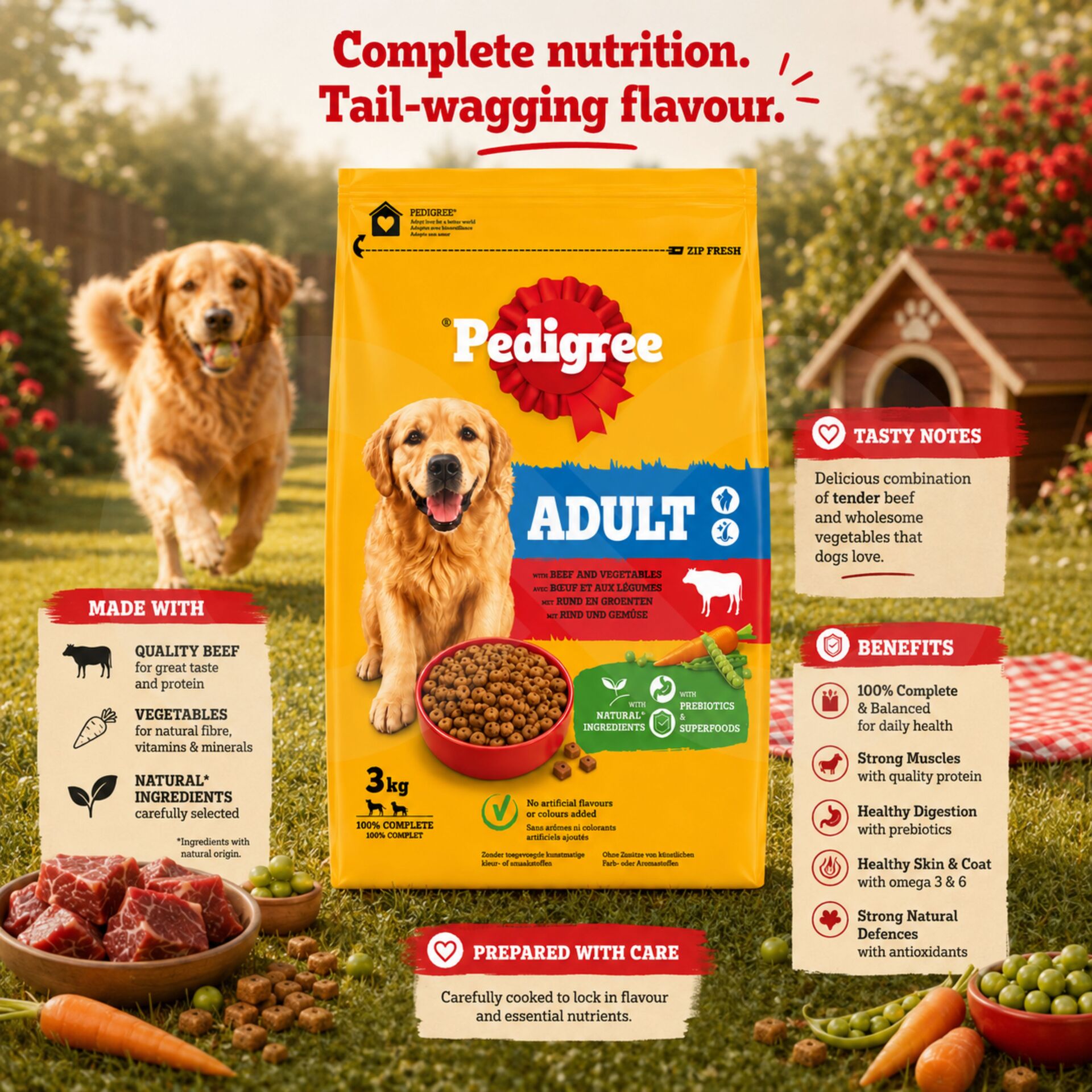 PEDIGREE® Adulto Vaca e Legumes 3kg