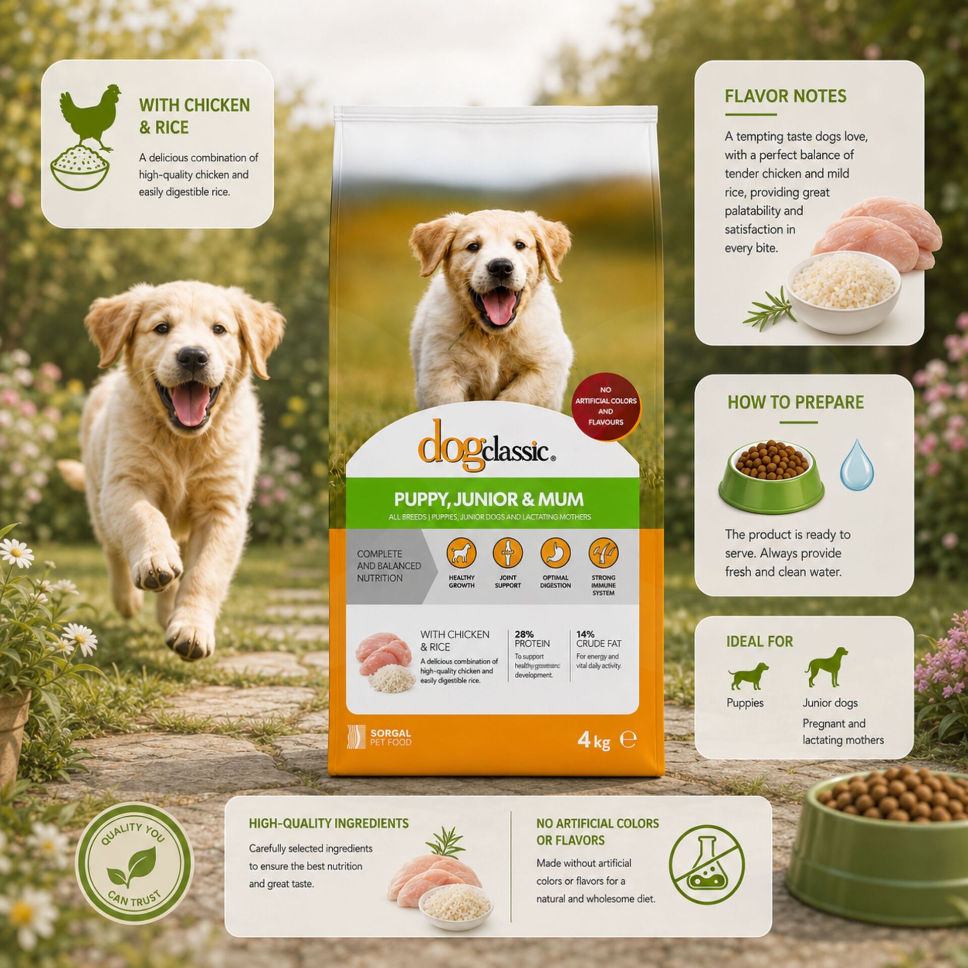 DOGCLASSIC® Seca Junior e Mãe Frango 4kg