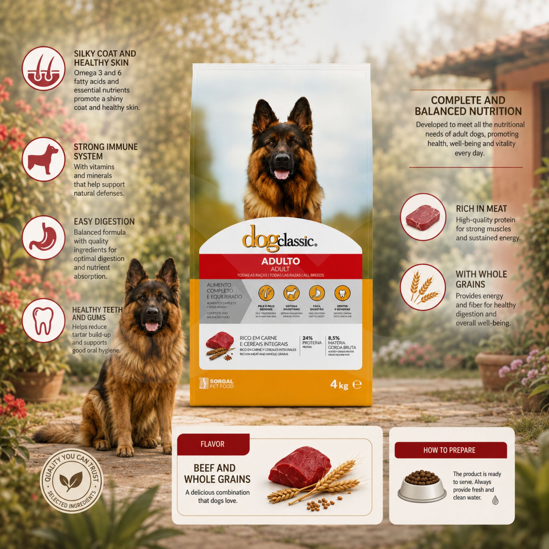 DOGCLASSIC® Seca Adulto Carne e Cereais 4kg