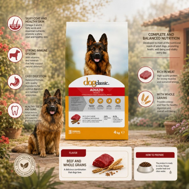 DOGCLASSIC® Seca Adulto Carne e Cereais 4kg