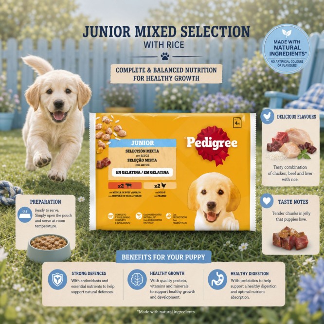 PEDIGREE® Junior w Galaretce Wybór Mieszany 4 × 100 g