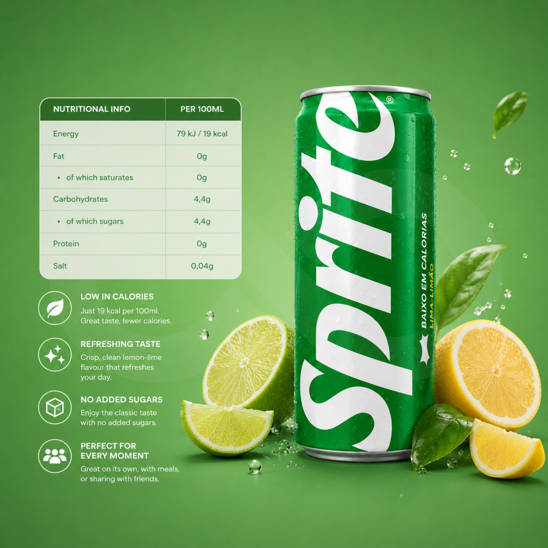 SPRITE® Lima-Limão 330ml