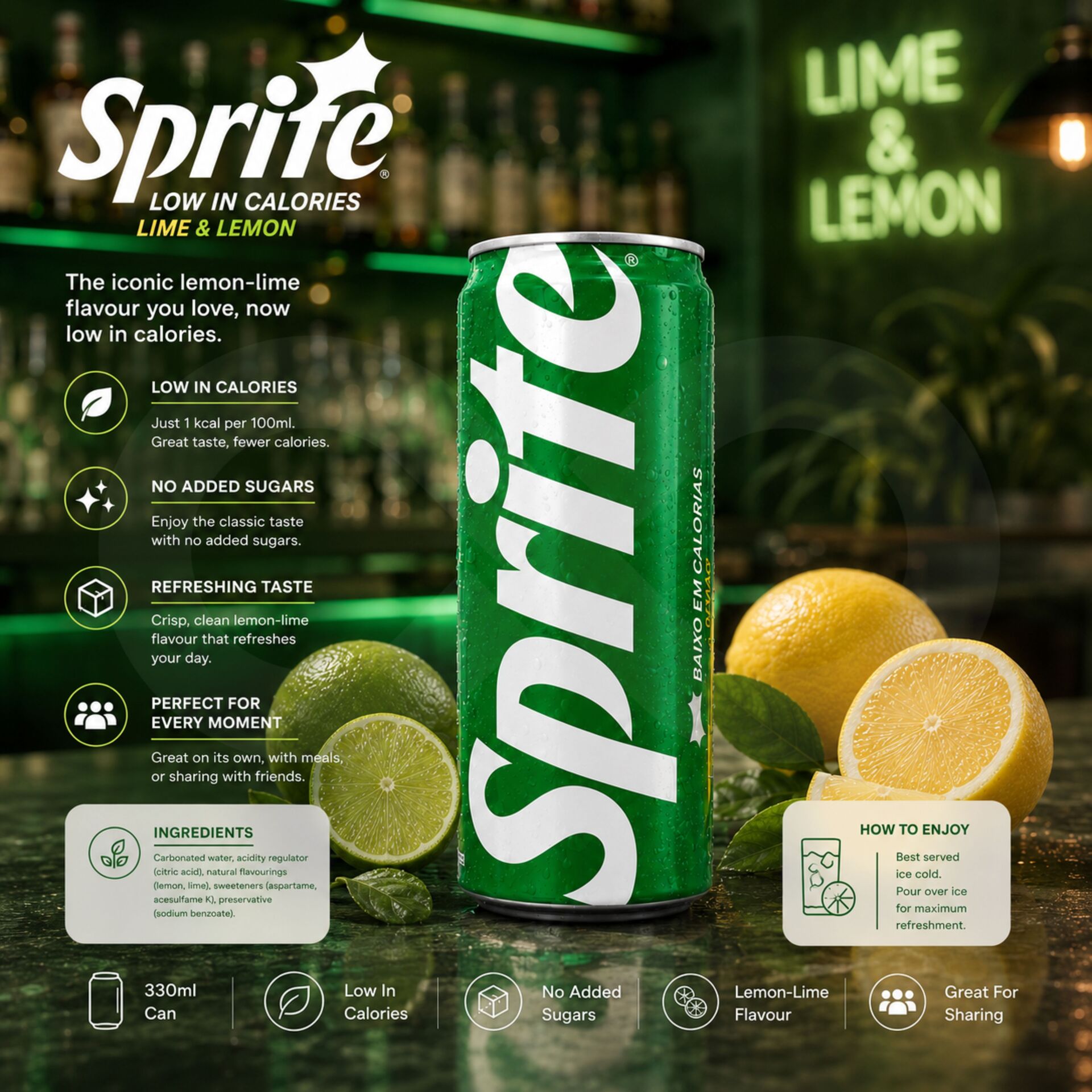 SPRITE® Lima-Limão 330ml