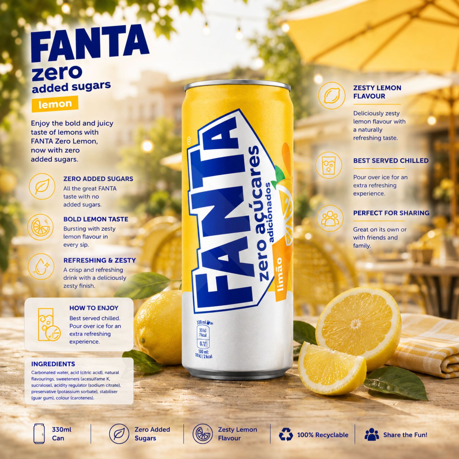 FANTAź Zero Cytryna 330 ml