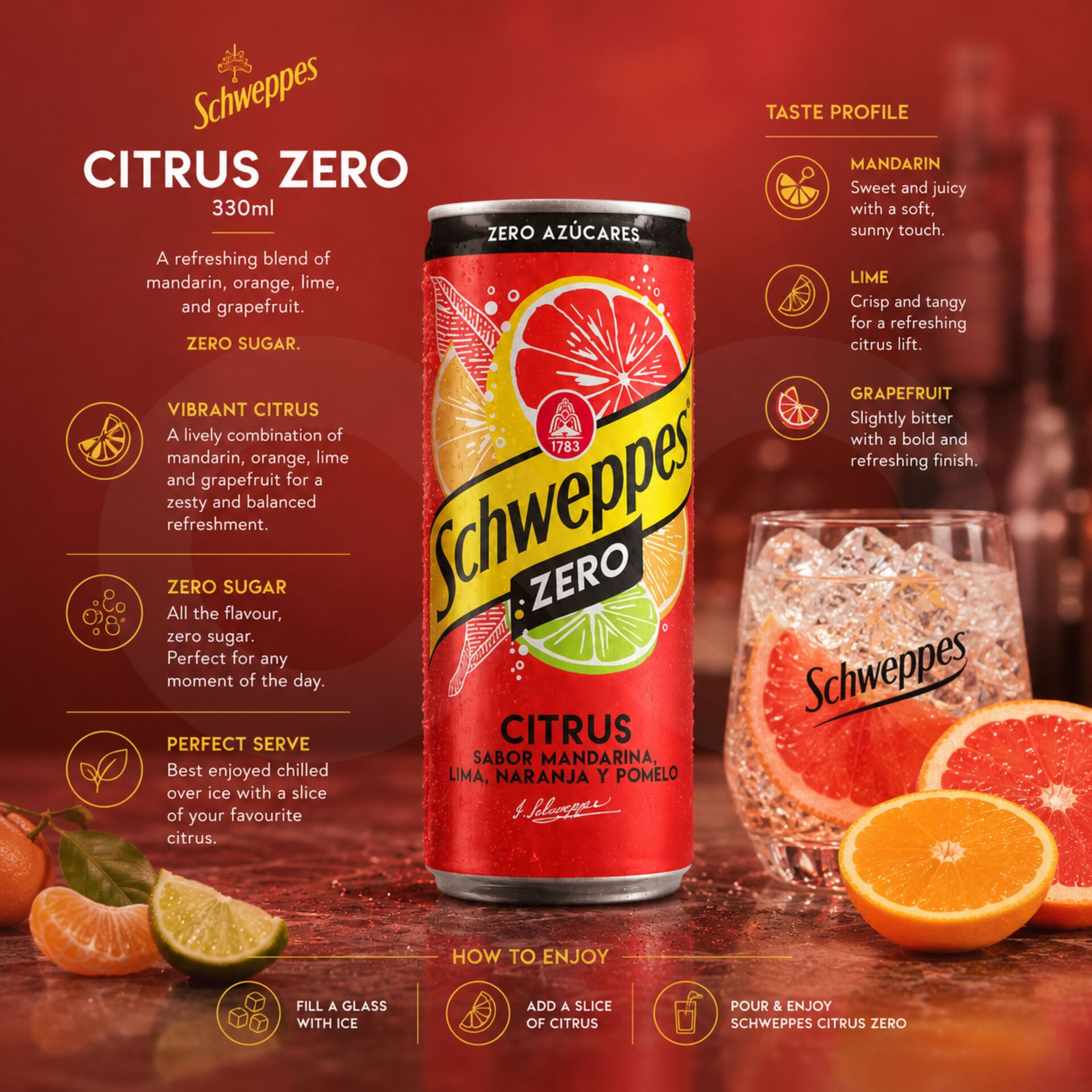 SCHWEPPES® Woda tonizujaca Citrus Zero 330ml