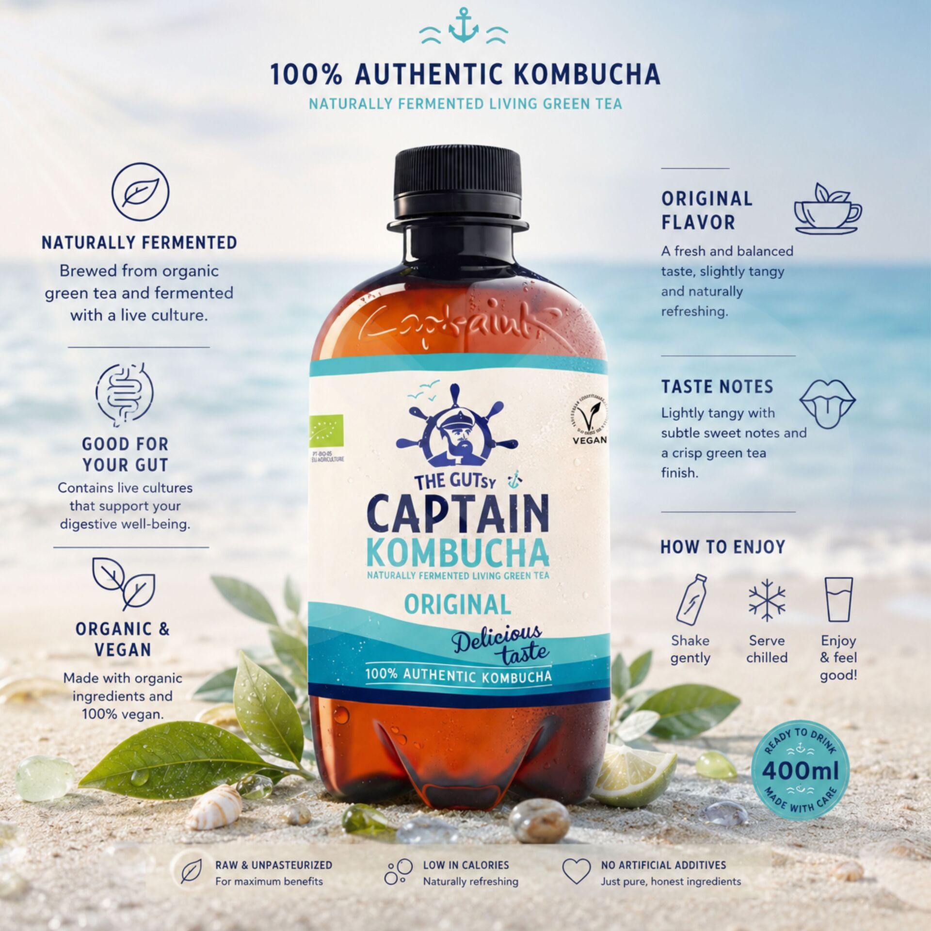 THE GUTSY CAPTAIN® Kombucha Original 400ml