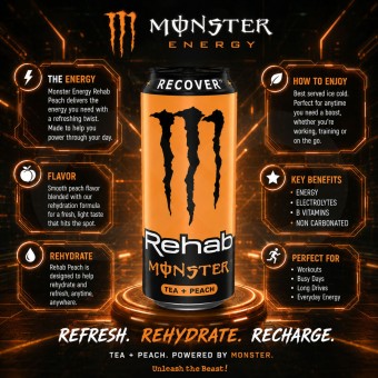 MONSTER ENERGY® Rehab Recover Peach 500ml