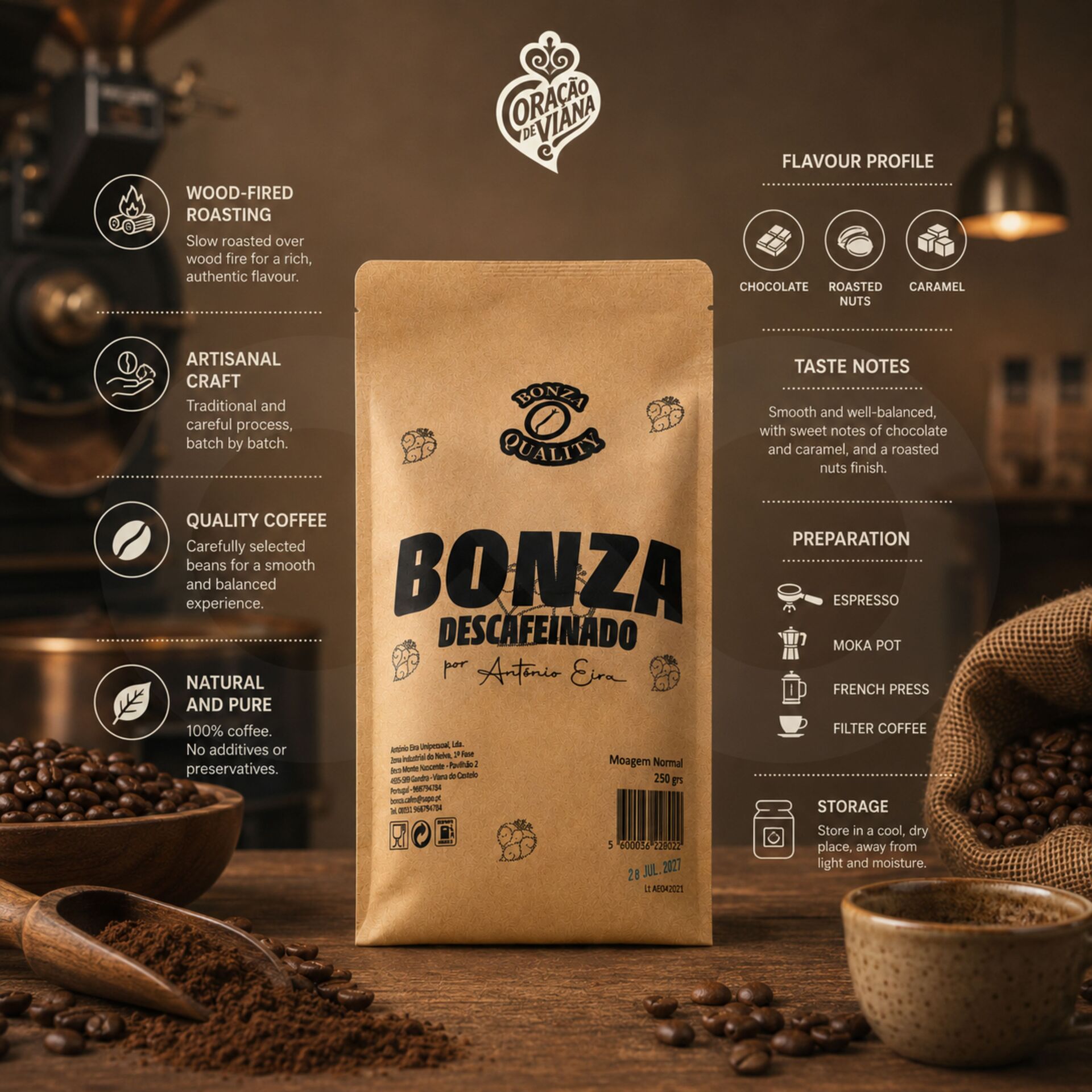 BONZA® Café Moulu Décaféiné 250g