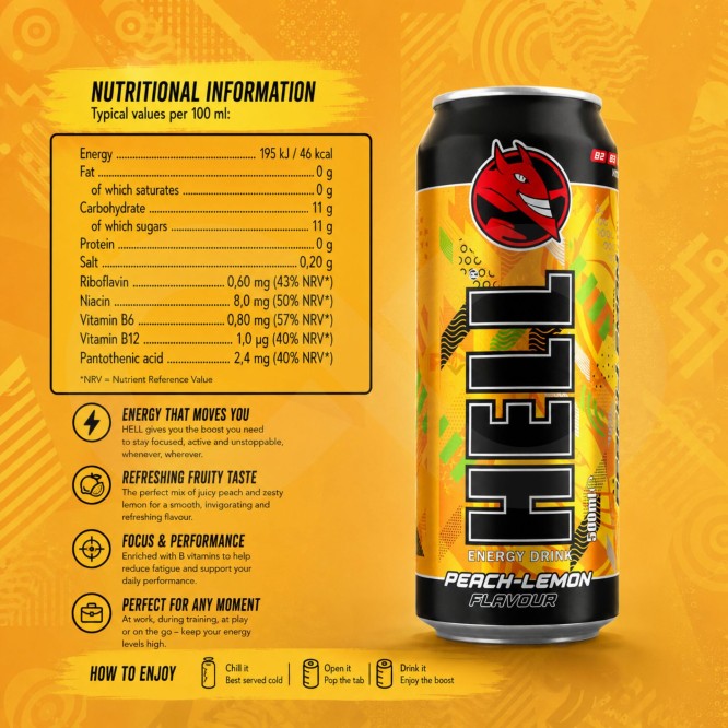 HELL ENERGY� Peach-Lemon 500ml