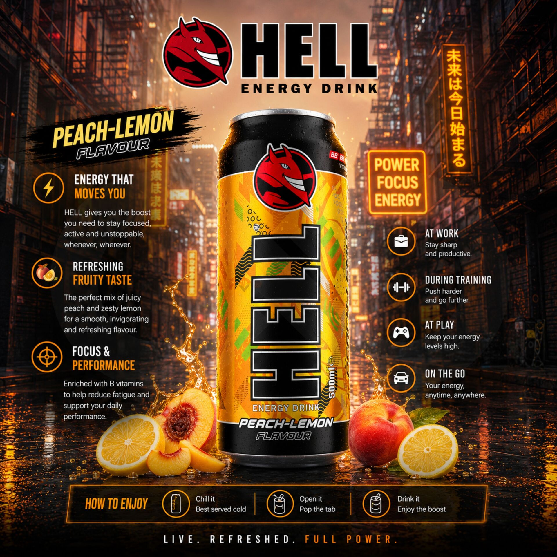 HELL ENERGY® Peach-Lemon 500ml