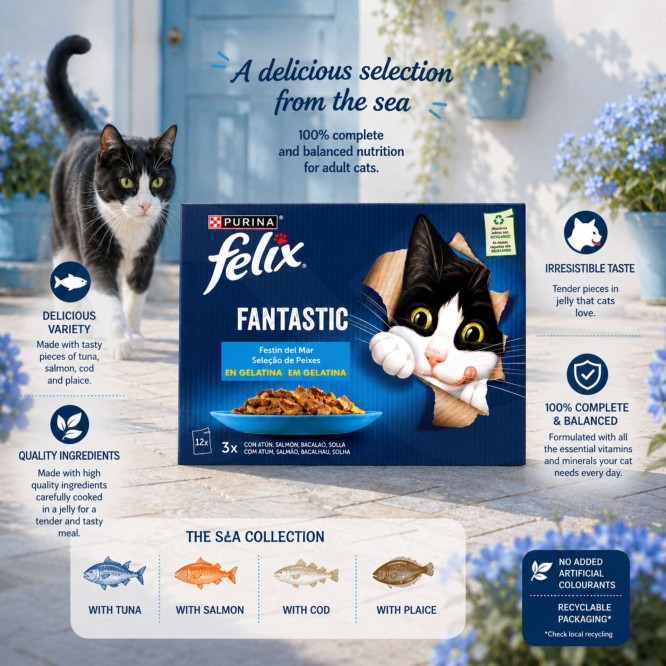 PURINA® FELIX Fantastic Selección de Pescados 12x85g
