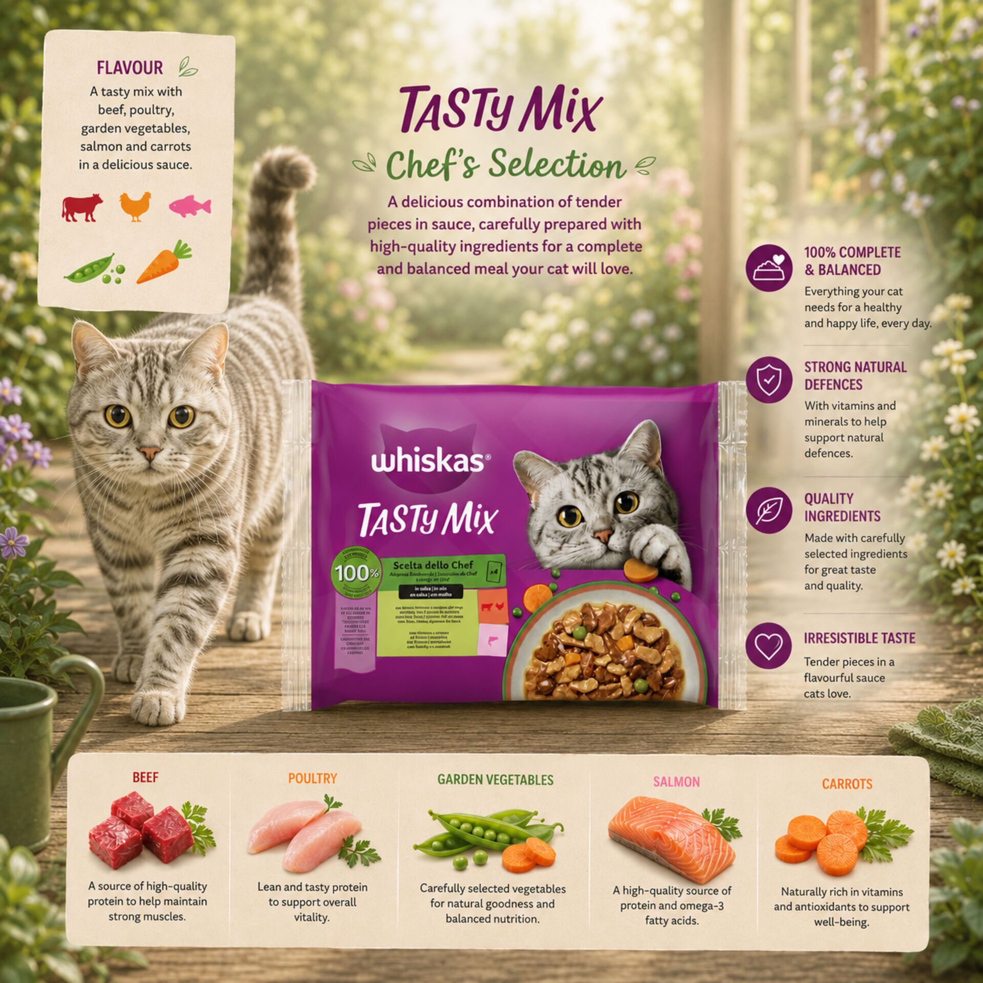 WHISKAS® Nassfutter Tasty Mix Auswahl des Chefs 4x85g