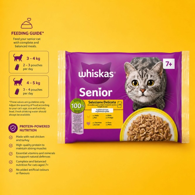 WHISKAS� Senior Natvoer Fijne Selectie 4x85g