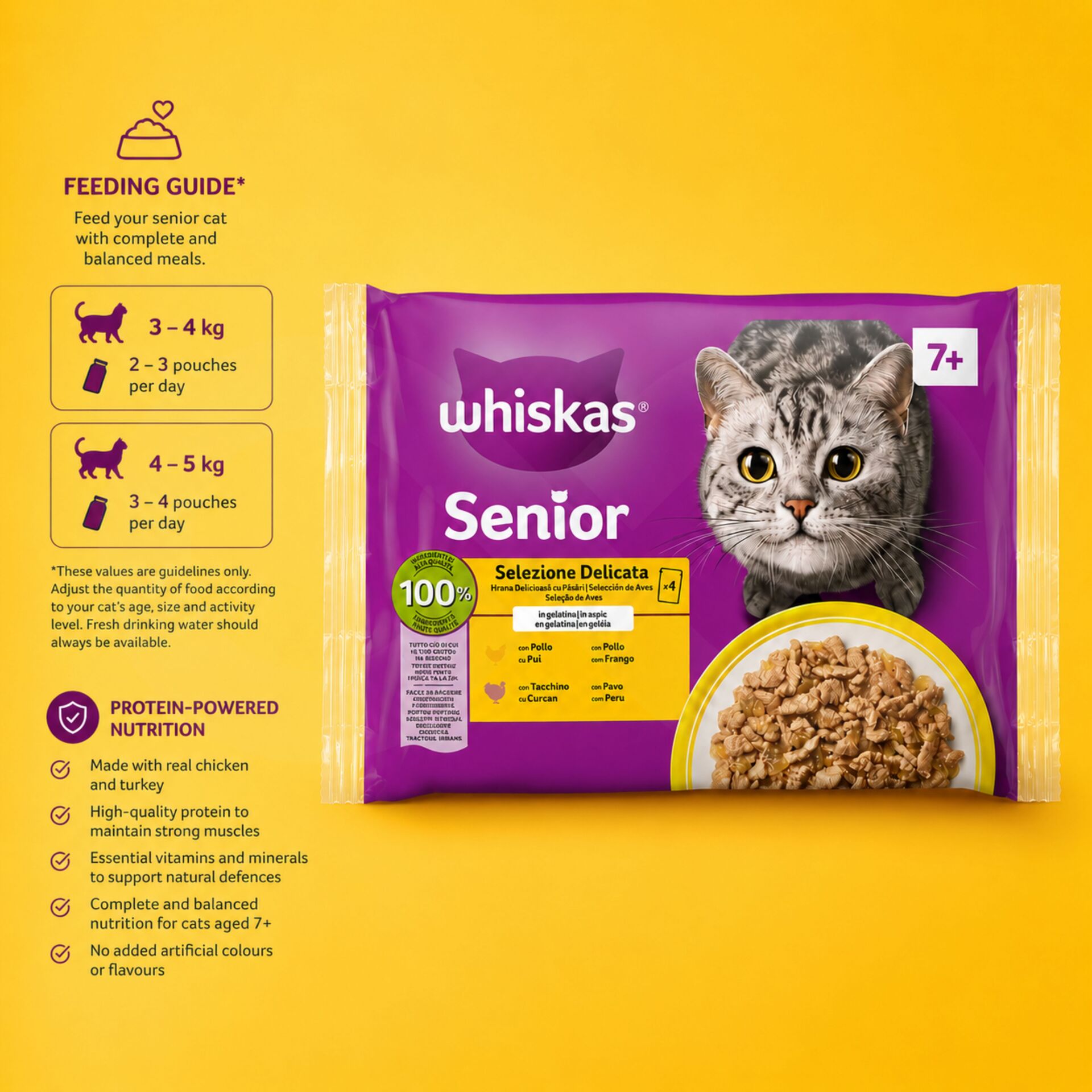 WHISKAS® Senior Natvoer Fijne Selectie 4x85g
