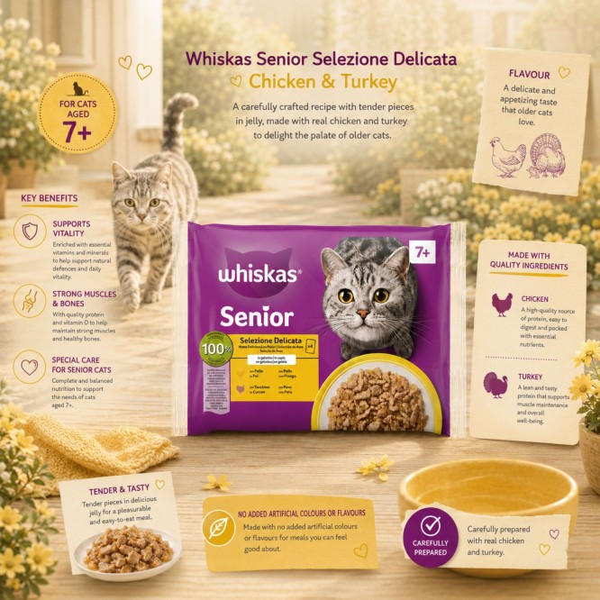 WHISKAS� Senior Natvoer Fijne Selectie 4x85g