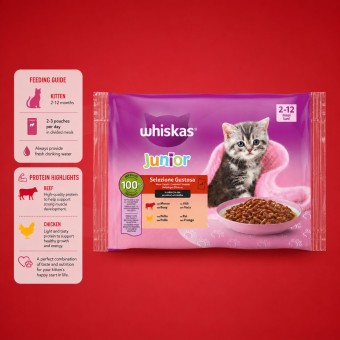 WHISKAS� Junior Karma Mokra Klasyczne Receptury 4x85g