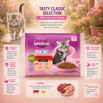 WHISKAS� Junior Karma Mokra Klasyczne Receptury 4x85g