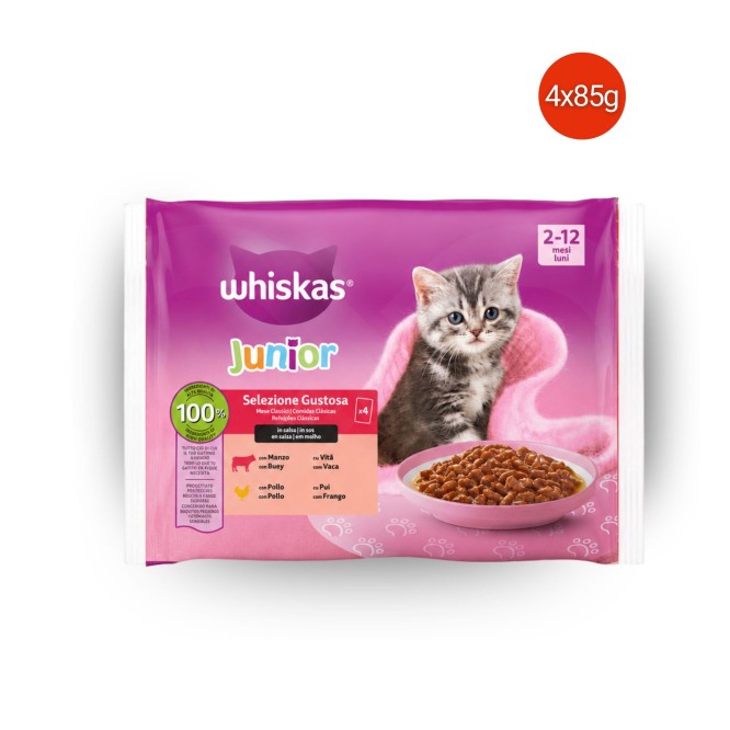 WHISKAS� Junior Karma Mokra Klasyczne Receptury 4x85g