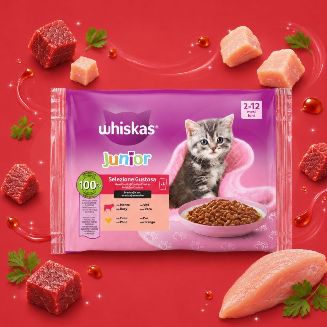 WHISKAS® Junior Nassfutter Klassische Rezepturen 4x85g