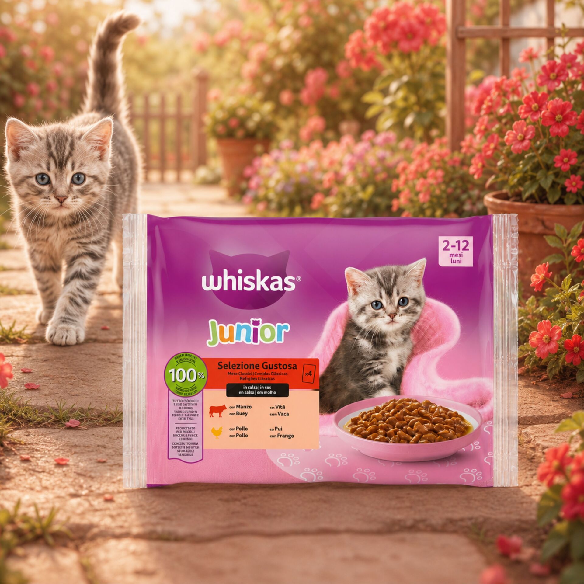 WHISKAS® Junior Nassfutter Klassische Rezepturen 4x85g