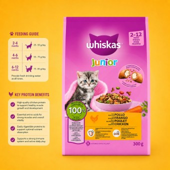 WHISKAS� Alimento Secco Junior al Pollo 300g