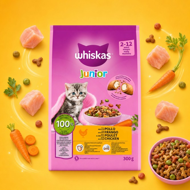 WHISKAS� Alimento Secco Junior al Pollo 300g