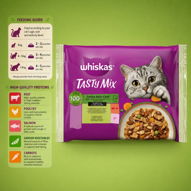 WHISKAS® Nassfutter Tasty Mix Auswahl des Chefs 4x85g