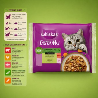 WHISKAS® Nassfutter Tasty Mix Auswahl des Chefs 4x85g