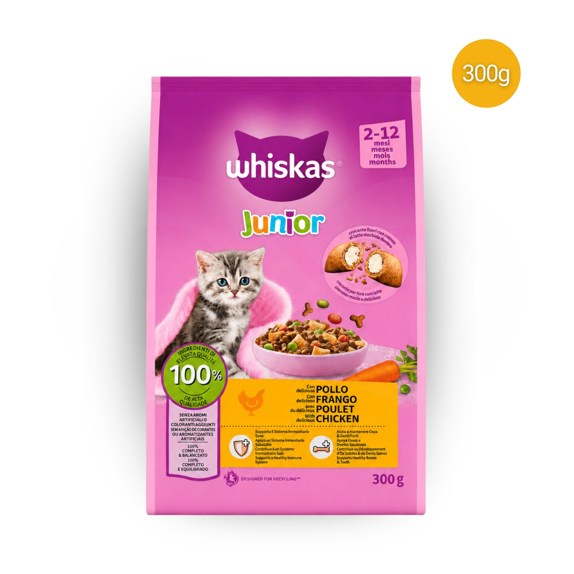 WHISKAS® Alimento Secco Junior al Pollo 300g
