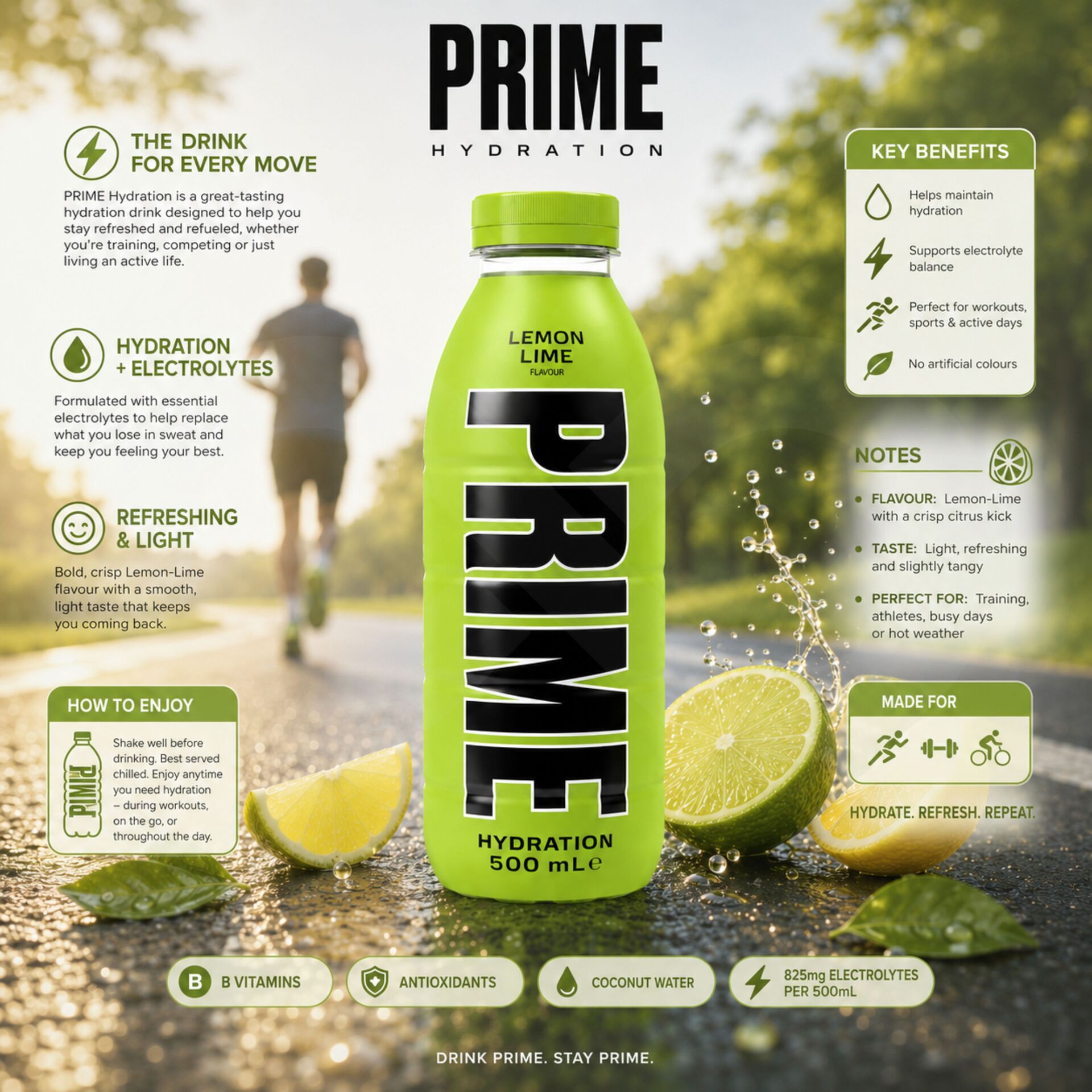 PRIME® Lemon Lime 500ml