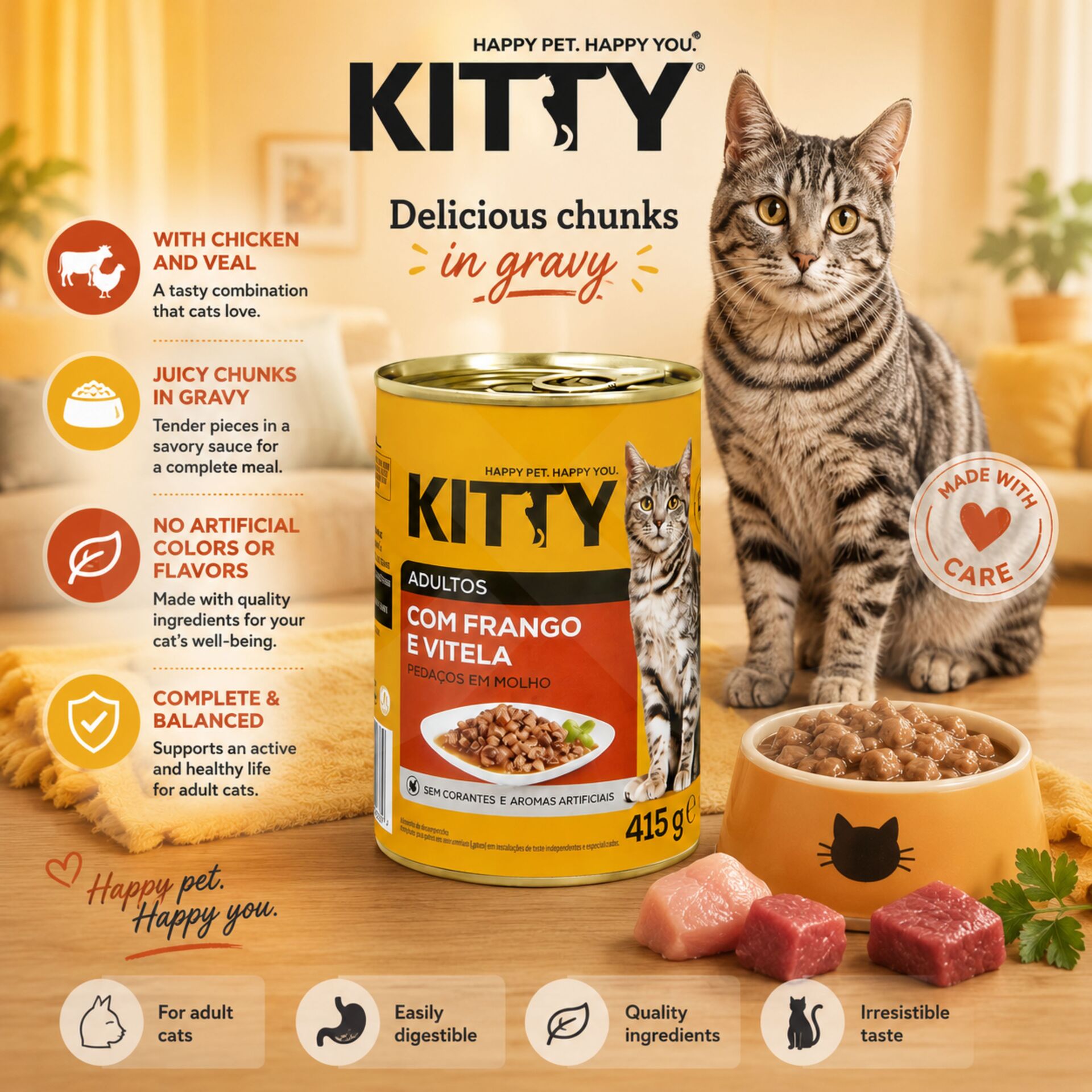 KITTY® Adult Huhn und Kalbfleisch in Sauce 415 g