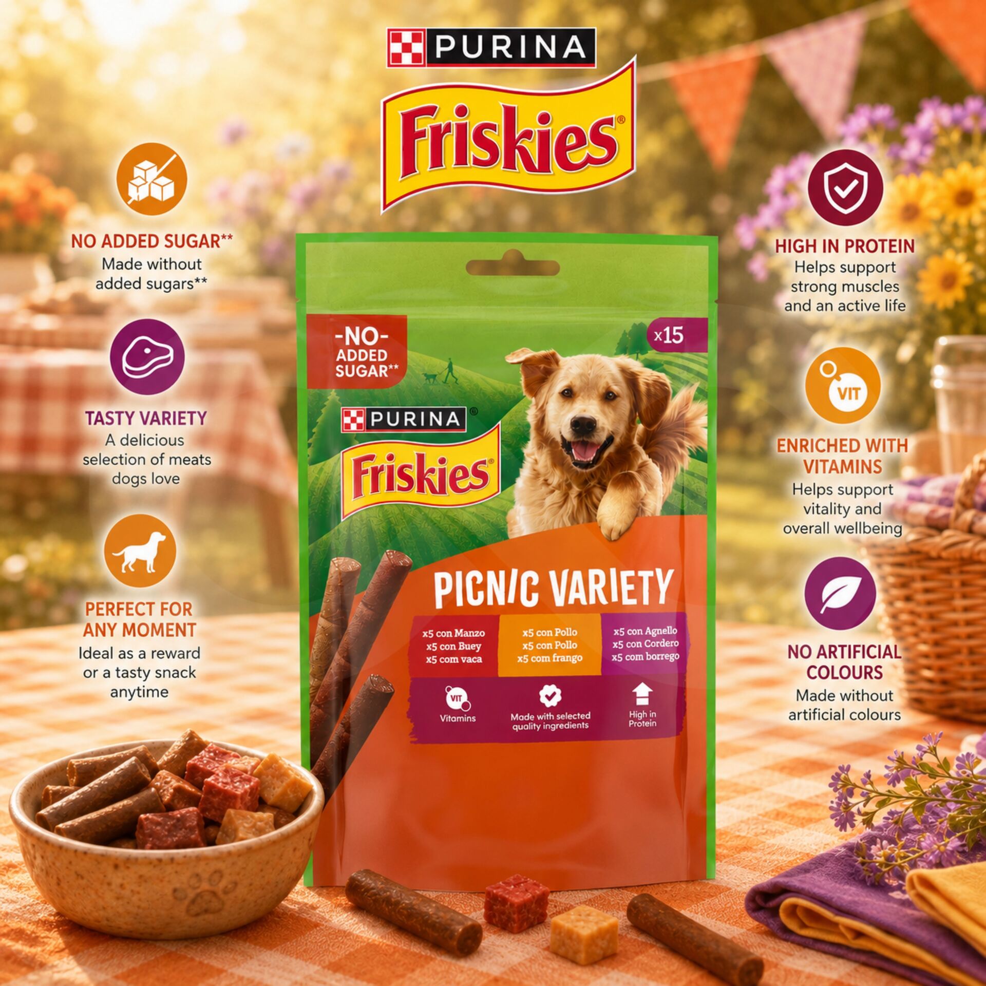 PURINA® FRISKIES Snack Picnic Variety 15 uni