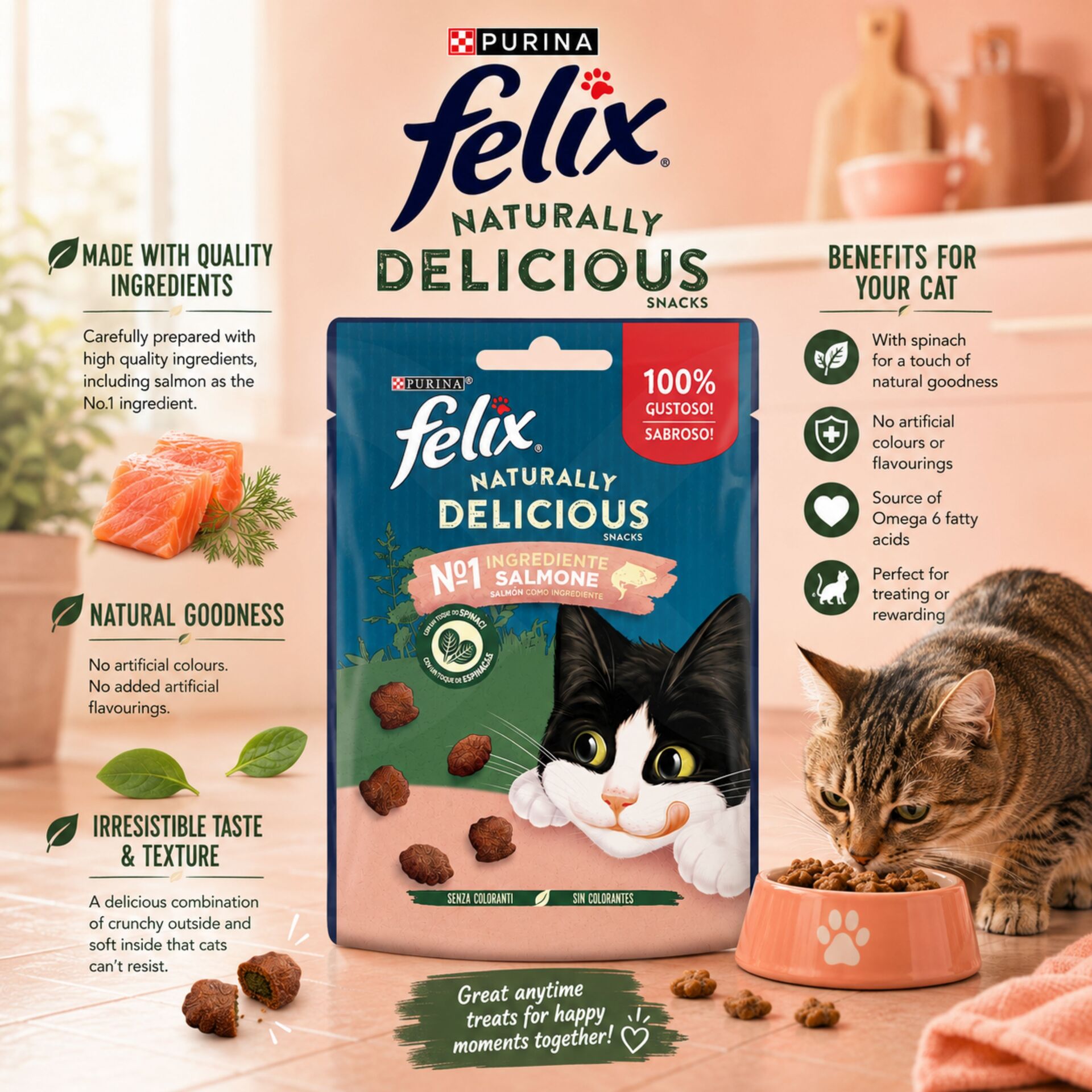 PURINA® FELIX Snack Naturally Delicious Salmone 50g